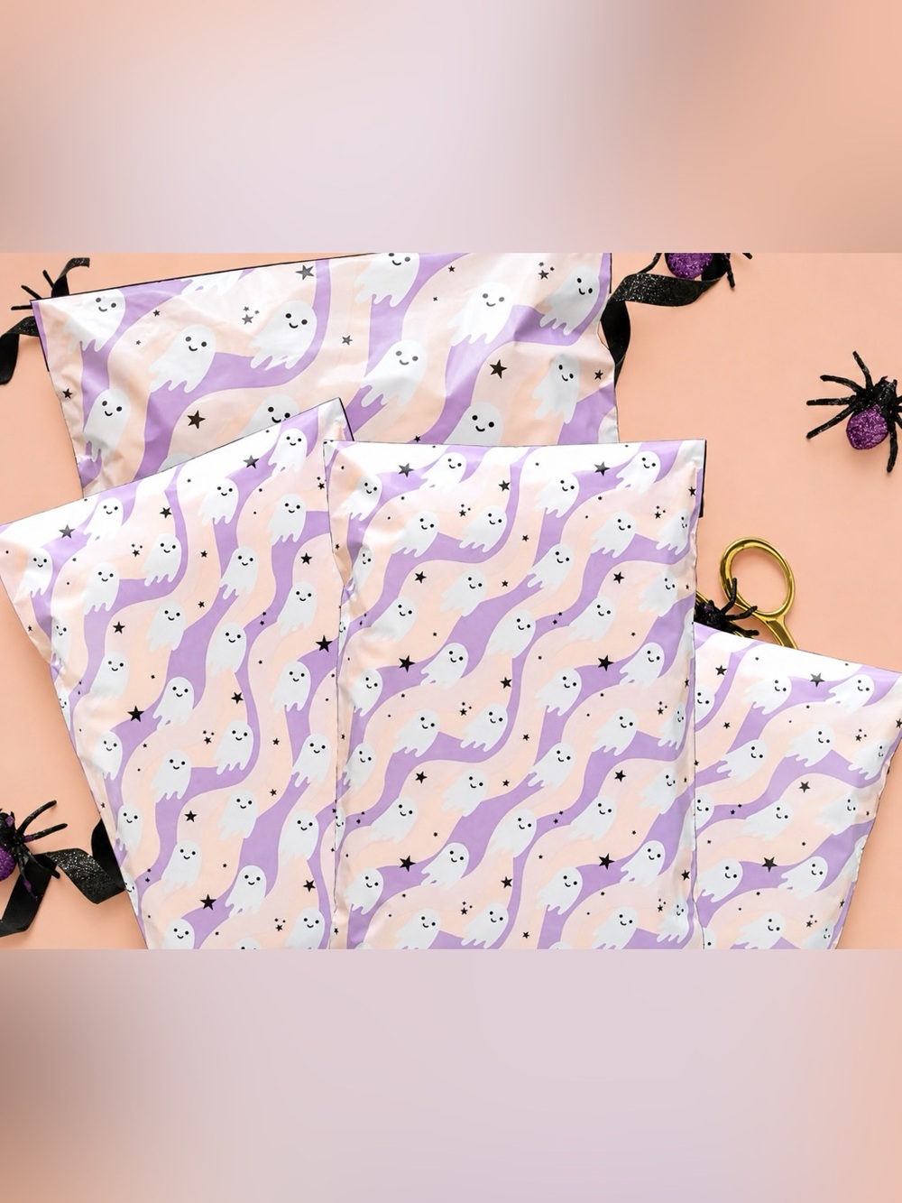 20 12โ x 15.5โ Ghost Poly Mailers & 20 4โ x 6โ Thank You Ghost Halloween Combo - Picture 5 of 5